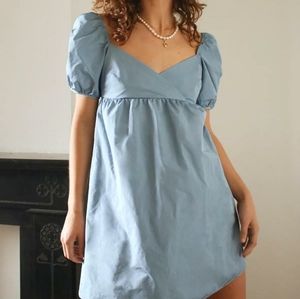 NWT Wilfred Opera Porcelain Blue baby doll dress